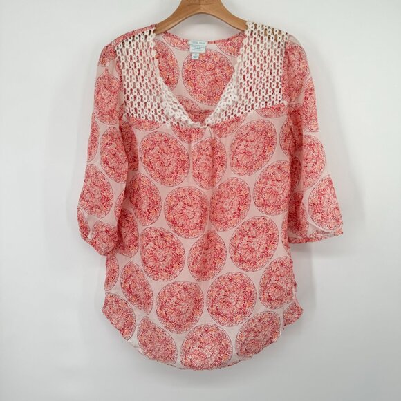 Calypso St. Barth For Target 100% Silk Pink pattern  Blouse  tunic size Medium - Picture 2 of 10